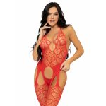 LEG AVENUE - CATSUIT NET SUSPENDER VERMELHO
