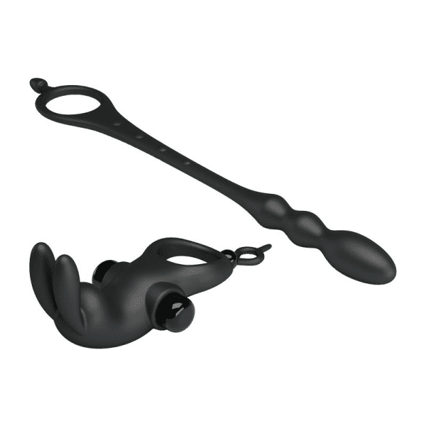 ANEL VIBRATÓRIO PRETTYLOVE COM CORRENTE ANAL REMOVIVEL