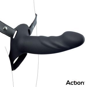 ARNÊS COM DILDO OCO ACTION BLACK L | TAMANHO L - Image 1