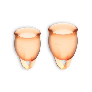 CONJUNTO DE 2 COPOS MENSTRUAIS FEEL CONFIDENT SATISFYER LARANJA - Image 1