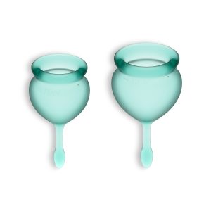 CONJUNTO DE 2 COPOS MENSTRUAIS FEEL GOOD SATISFYER VERDE ESCURO - Image 1