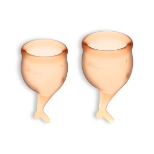 CONJUNTO DE 2 COPOS MENSTRUAIS FEEL SECURE SATISFYER LARANJA - Image 1