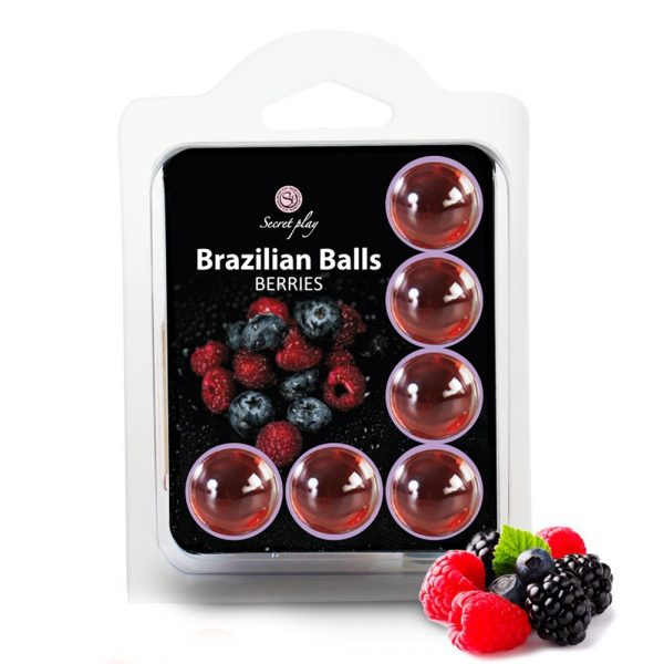BOLAS LUBRIFICANTES BEIJÁVEIS BRAZILIAN BALLS SABOR A FRUTOS DO BOSQUE 6 X 4GR