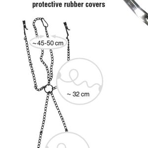 CORRENTE COM PINÇAS PARA OS MAMILOS E CLITÓRIS FETISH COLLECTION - Image 1