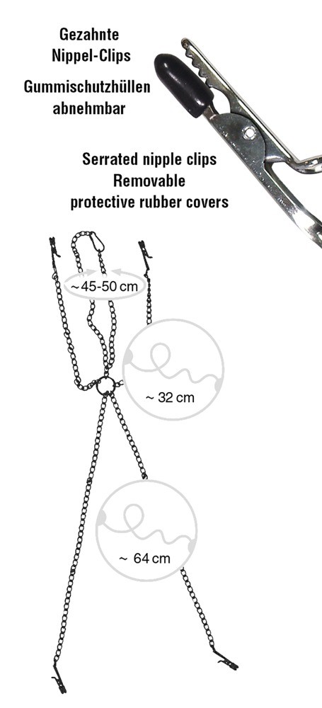 CORRENTE COM PINÇAS PARA OS MAMILOS E CLITÓRIS FETISH COLLECTION