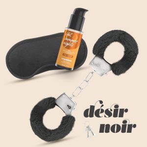 DÉSIR NOIR CONJUNTO DE ALGEMAS + VENDA ACETINADA E LUBRIFICANTE COM EFEITO CALOR CRUSHIOUS - Image 1