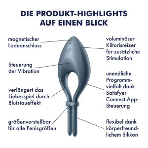 ANEL VIBRATÓRIO BULLSEYE COM APP SATISFYER AZUL ESCURO 19 ANEL VIBRATÓRIO BULLSEYE COM APP SATISFYER AZUL ESCURO - Image 9