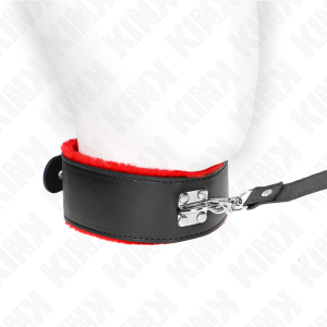 COLEIRA BDSM PELE COM TRELA 116 CM (VERMELHO) | 40-48 CM X 6 CM - Image 2