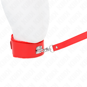 COLEIRA BDSM TACHAS COM TRELA 116 CM #4 (VERMELHO) | 40-48 CM X 6 CM - Image 3