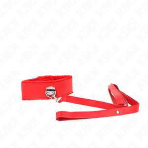 COLEIRA BDSM TACHAS COM TRELA 116 CM #4 (VERMELHO) | 40-48 CM X 6 CM - Image 2