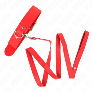 COLEIRA BDSM FINA COM TRELA 116 CM (VERMELHO) | 32-50 CM X 8 CM - Image 2