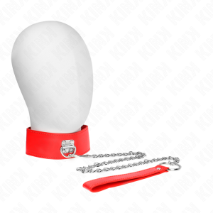 COLEIRA BDSM LARGA COM TRELA 65 CM (VERMELHO) | 33.5-41 CM X 5 CM - Image 2