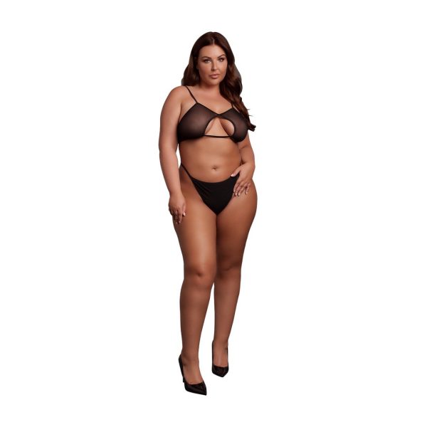 SUTIÃ DE MALHA KEYHOLE (PRETO) | TAMANHO QUEEN