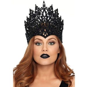 COROA DE PURPURINA PRETA COM JOIA - Image 2
